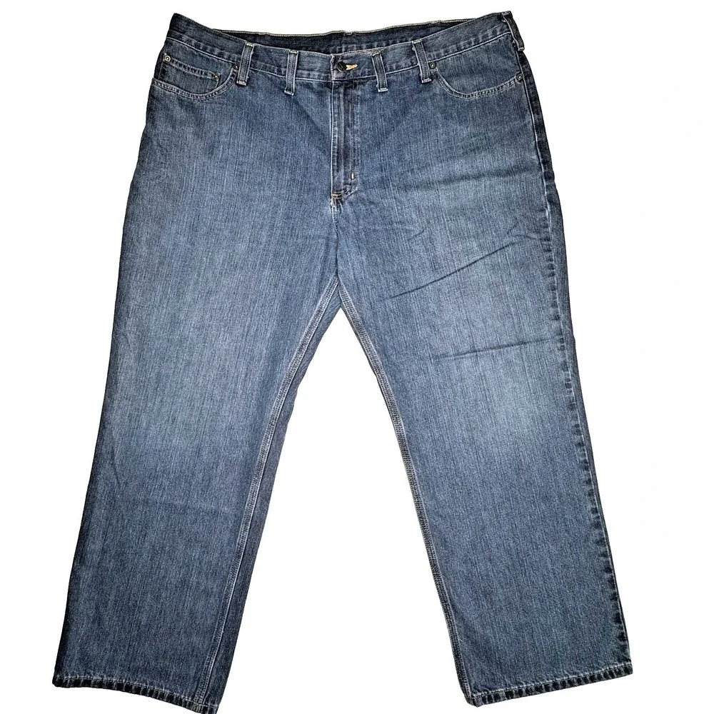 Carhartt Men Relaxed Fit Straight Leg Blue Denim Jeans 44x30 Med Wash 101483-968